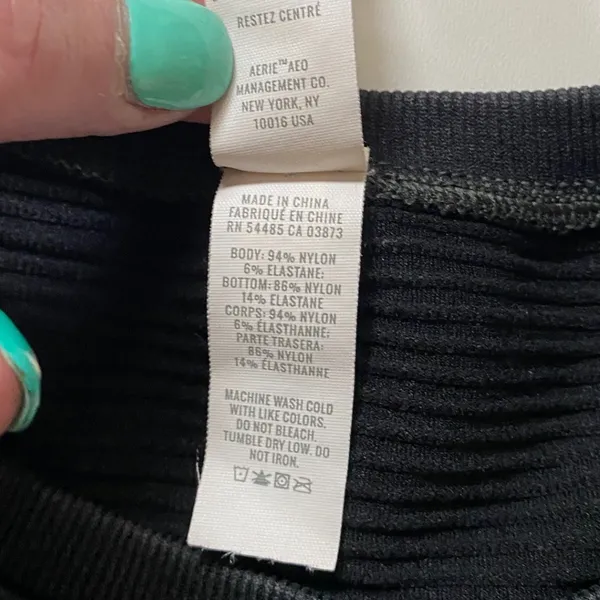 Baby Tee Offline by Aerie Womens XS‎ Black Seamless Ribbed Short Sleeve Crop Top - Image 6