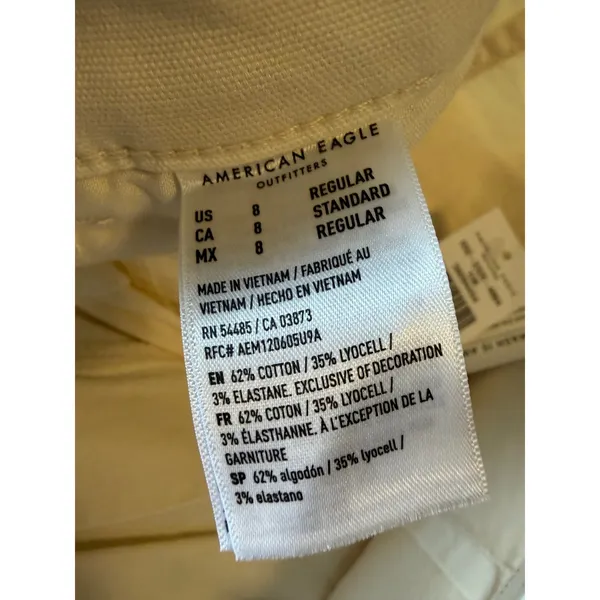 American Eagle Womens Cream High Rise Straight Leg Carpenter Pants Size 8 29W - Image 4