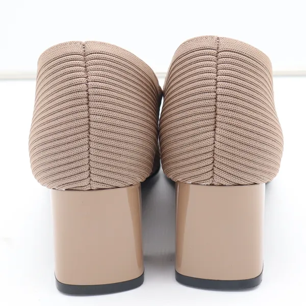 Taupe Ribbed Knit Block Heel Pumps Square Toe Comfort Insole Size 41 - Image 6