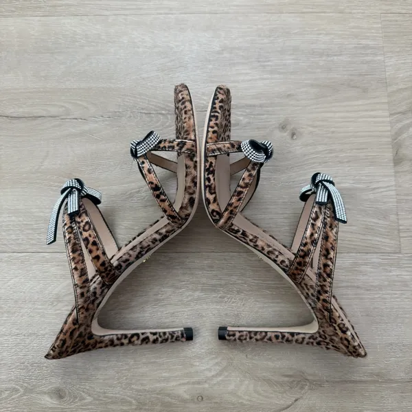 Stuart Weitzman Made In Spain Leather Bow 100 Slide Heeled Sandals Size 7.5 - Image 8