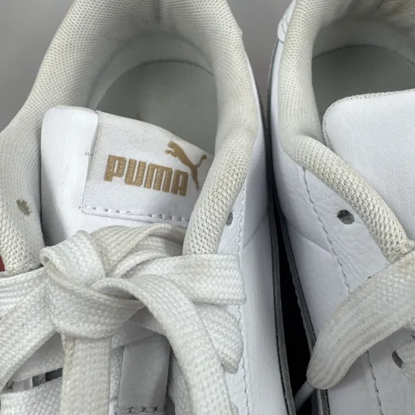 PUMA Court Sneaker, White, Women's Casual Low Top Leather Shoes Size 6.5 - Image 4