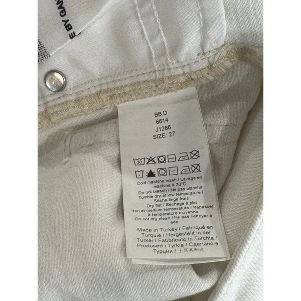 GANNI Womens Jeans White Denim Organic Cotton High Rise Cropped Wide Leg Size 27 - Image 4