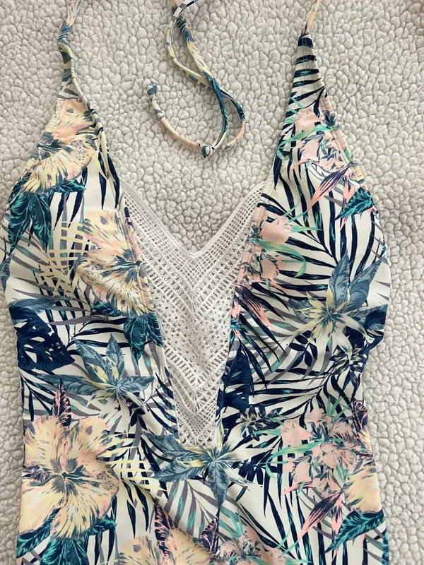 Roxy One Piece Halter Low Back Swimsuit - Image 2