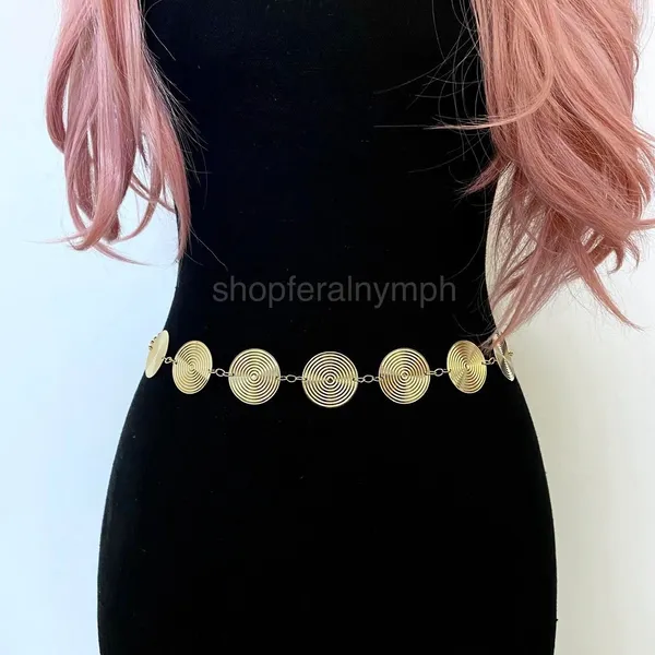 Gold Y2K Spiral Swirl Disc Chain Belt, Fits 15.5-42 Inches, X7GA1282 - Image 6