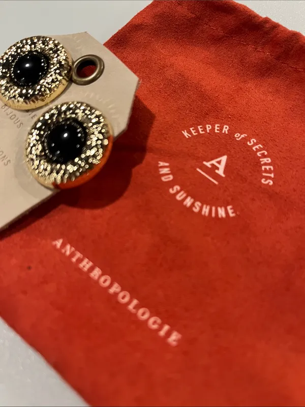 NWT By Anthropologie Tiger's Eye Button Post Earrings - Image 4