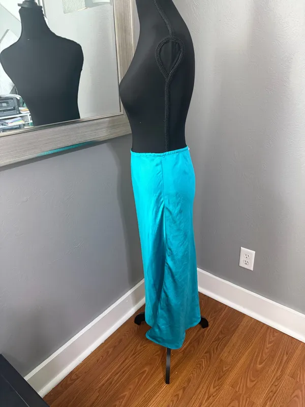 NWT Club Monaco Preppy Linen Blend Mermaid Teal Maxi Skirt Size 0. - Image 5