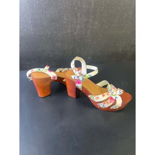 Madden Girl Women's White Floral Chunky Shoes/Sandal/Heel 4" Size 9 SKU 2478 - Image 3