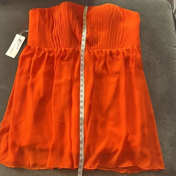 Women’s Orange Short Chiffon Formal Dress Strapless Zip Back Size XXXL NWT - Image 4