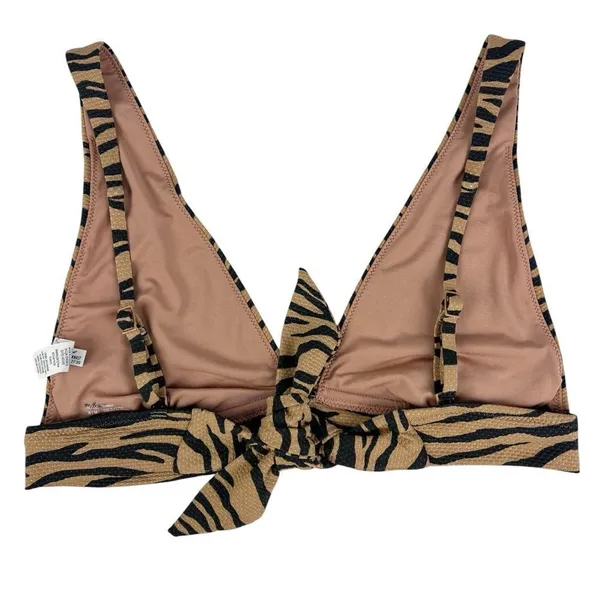 Aerie Pique Animal Zebra Print‎ Tan Triangle Bikini Top Size Medium - Image 3