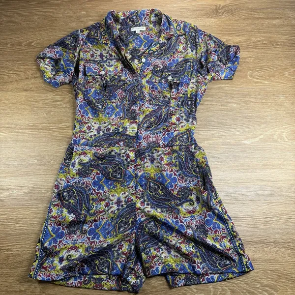 Earthbound Trading Co Romper Women S Paisley Boho Button Front Pockets Festival - Image 2