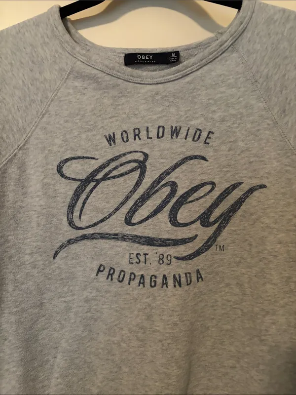 Obey Light Gray Sweatshirt with Navy Script - Image 4