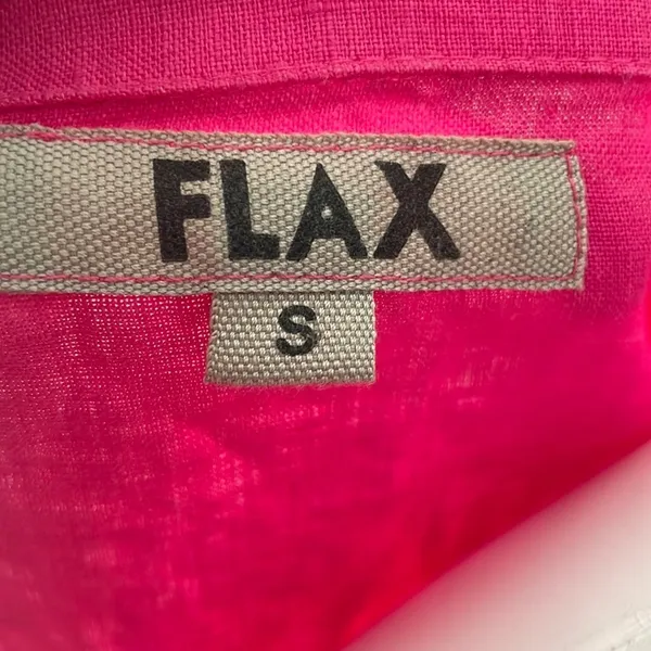 FLAX Pink Linen Lagenlook Button Front Collared Blouse - Image 6