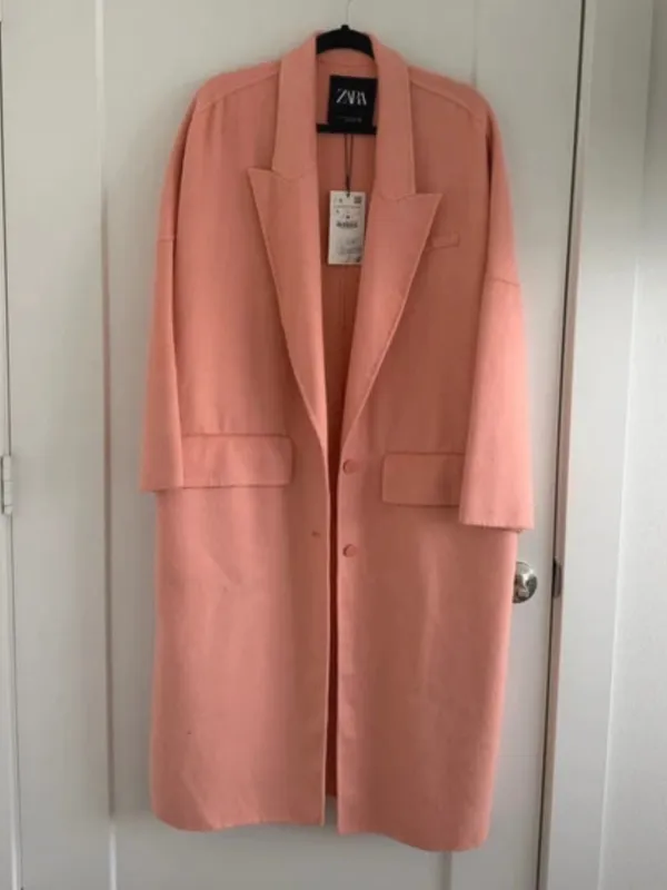 Zara Blush Pink Long Trench Coat - Image 10