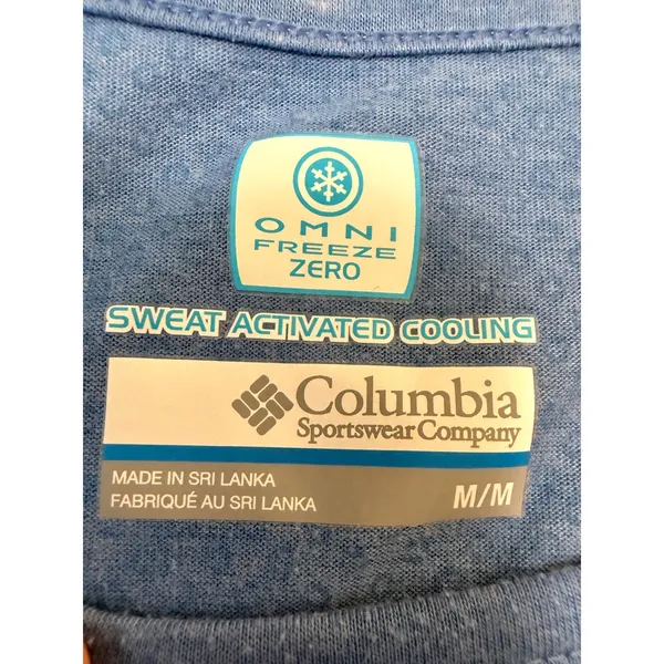 Columbia Omni Freeze ZERO Cooling Performance Tee Blue Medium Athletic Shirt - Image 3