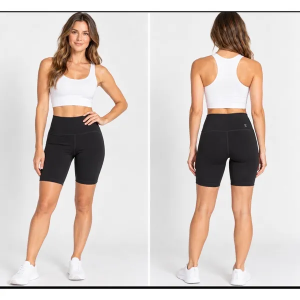 Everlane Perform Bike Shorts Womens M Black High Rise Compression - Image 2