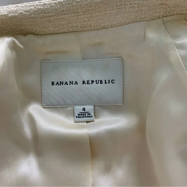 Banana Republic Boxy Jacket Cream Size 4 - Image 7