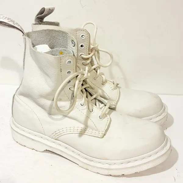 Dr. Martens Women’s Size 8 White Leather‎ 1460 Pascal Mono Combat Boots - Image 3