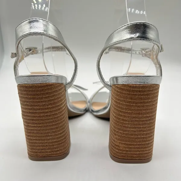 Journee Collection Sandals‎ Womens 7 Silver Dianne Heeled Open Toe Sandals NEW - Image 6
