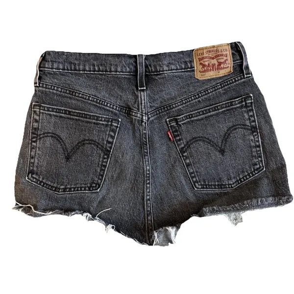 Levi Strauss 501 Gray Wash Denim Cutoff Shorts Button Fly Frayed Hem Women Sz 30 - Image 2