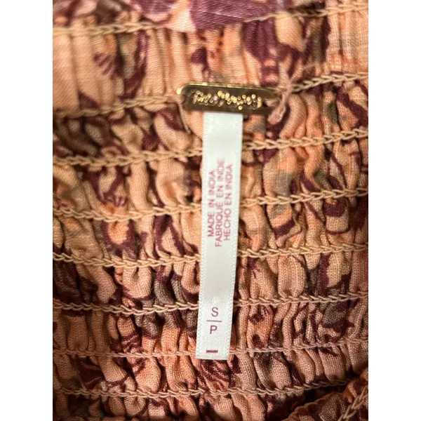 Free People Printed Smocked Mini Dress Puff Sleeve Boho Romantic Cottagecore S - Image 5