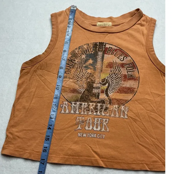 Full Tilt Womens American Tour Graphic Muscle Tank Top‎ Orange XS - Image 4
