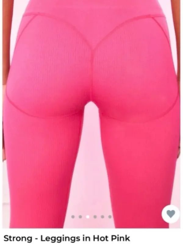 Bo+Tee Strong Ribbed Butt Lifting Leggings Size Small - Hot Pink - Image 3