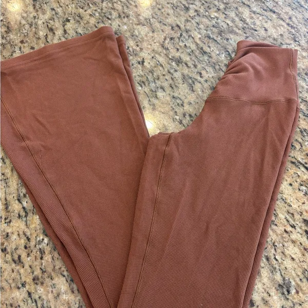 Aerie Rust Brown Waffle Flared Women's Leggings - Image 2