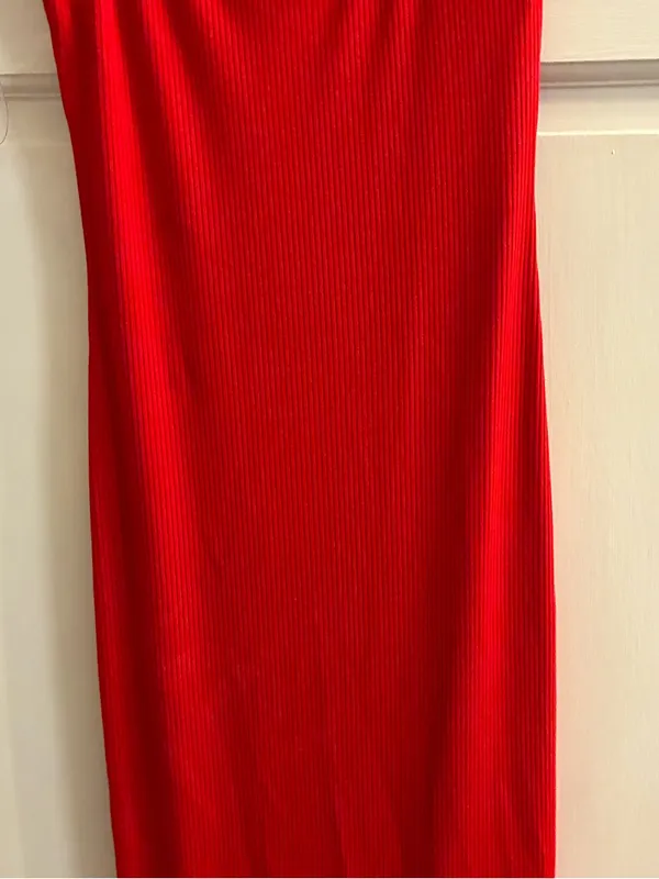 Red Ribbed Slip Maxi Dress - Women Size Small - Image 3