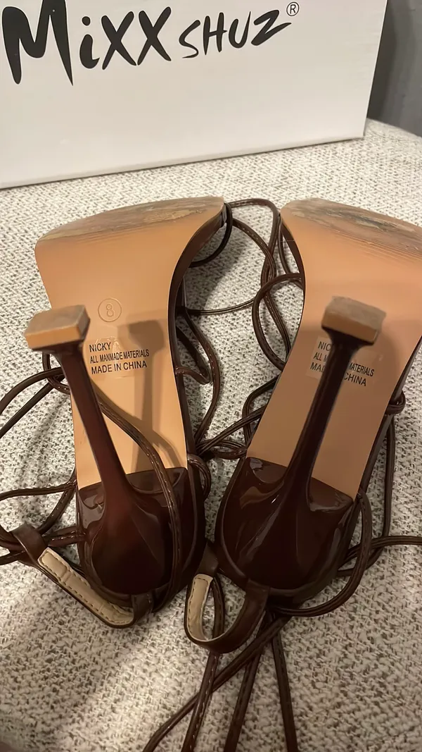 These Three Boutique Nicky Brown Lace Up Heels - Image 3