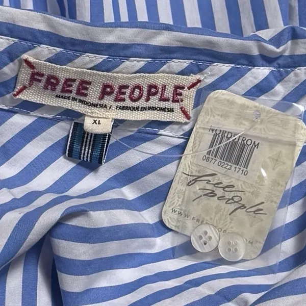 NEW Free People Sabine Striped‎ Articulated Button up Shirt Preppy Coastal XL - Image 11