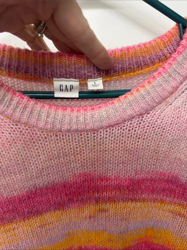 GAP Multicolor Pink Stripe Crewneck Sweater - Image 2