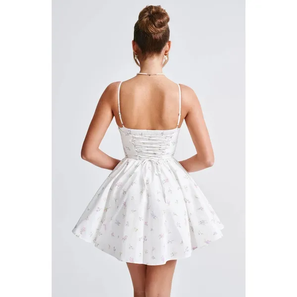 NWT Babyboo Analeigh White Multi Floral Corset Fit & Flare Mini Dress Size Small - Image 7