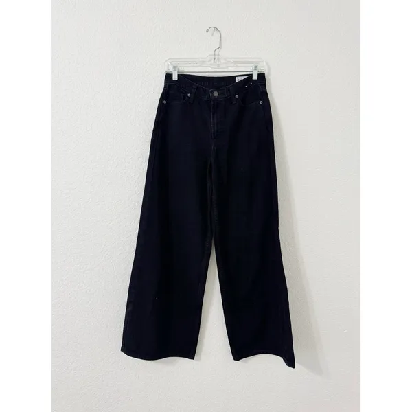 GAP Baggy Mid Rise Ultrasoft Denim Wide Leg Jeans Black Size 25 - Image 2