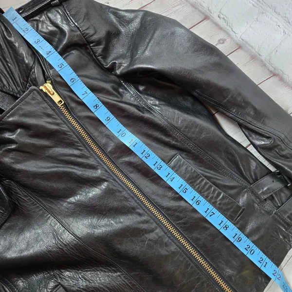 ALC Black Lamb Leather Hooded Moto‎ Jacket Paneled Wool Blend Contrast Trim 4 - Image 11