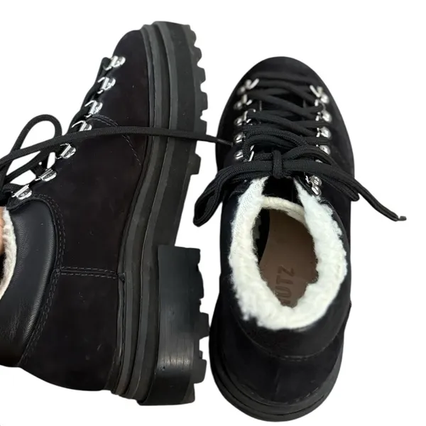 SCHUTZ Lucille Lace Up Sherpa Leather Suede Clogs Mules Sneakers - Image 11