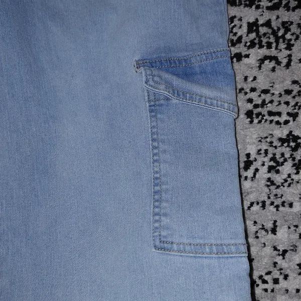 Madden Girl Blue Denim Cargo Jeans Medium Y2K Baggy Wide Leg Cyber - Image 7