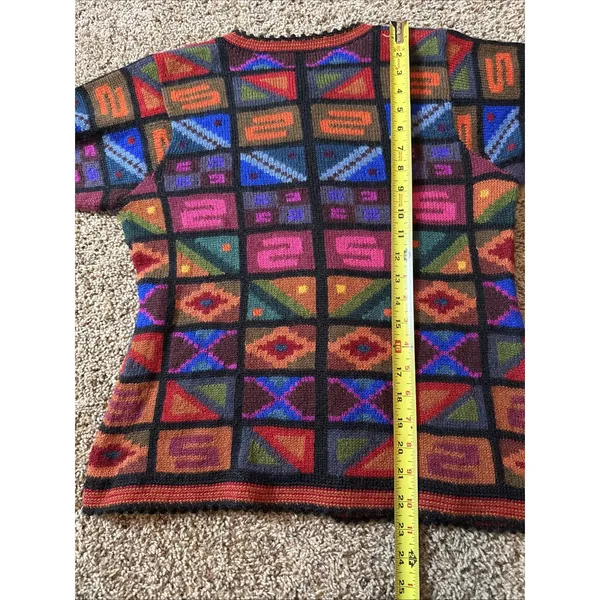 Vintage Women's Alpaca's Esmerelda Aztec Colorful Sweater Sz Small Medium 90's - Image 7