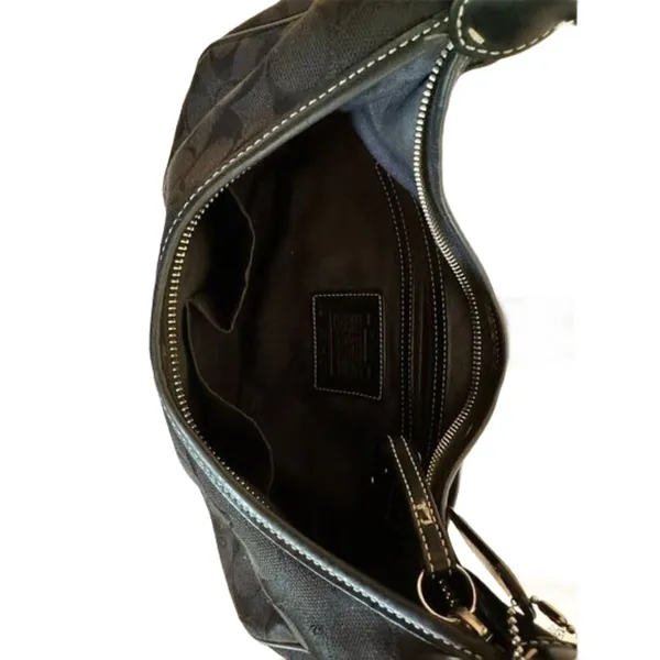 Coach Vintage Leather Buckle Signature Jacquard Hobo Classic Shoulder Bag Y2K - Image 4
