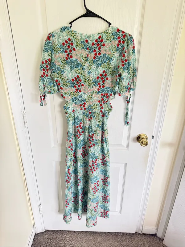 Intermix Ness Silk Floral Cutout midi Dress - Image 7