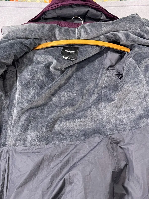 Marmot Down Parka Size M Purple Hooded Puffer Coat - Image 3