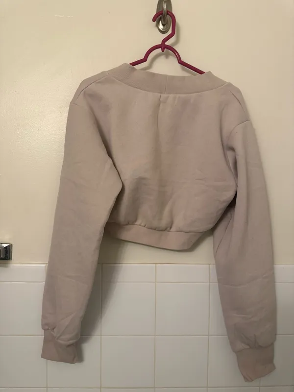 & Other Stories Cream/Tan cropped bolero jacket with long sleeves - Image 2