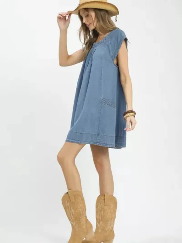 Umgee Stone‎ Washed Denim Mini Dress - Image 2