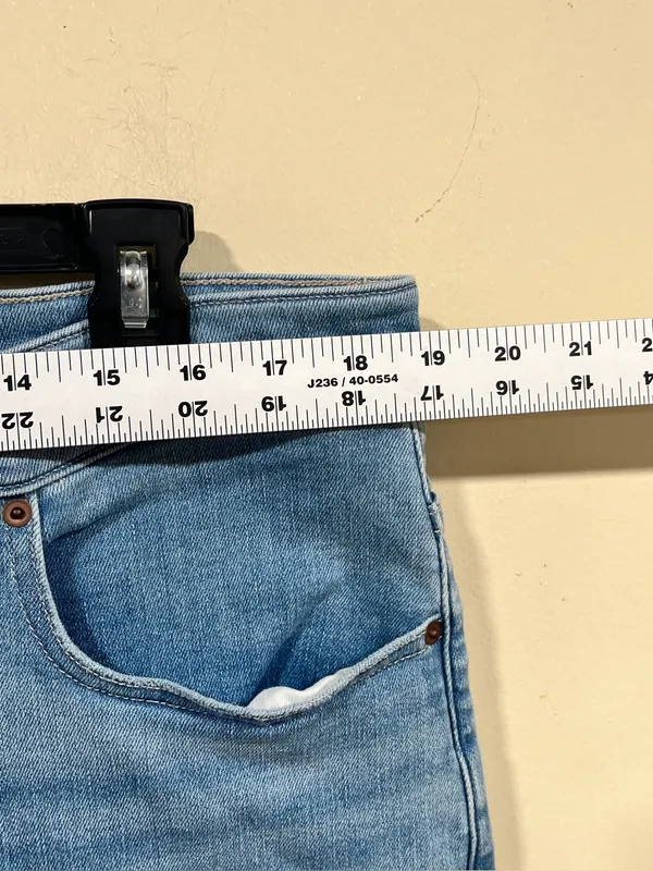 Madewell Flared Wide-Leg Jeans blue denim raw hem plus size 33 EUC - Image 4