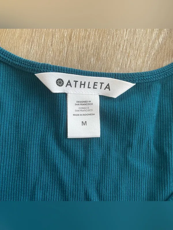 Athleta Signature Rib Thin Strap Tank Blue Size M - Image 3