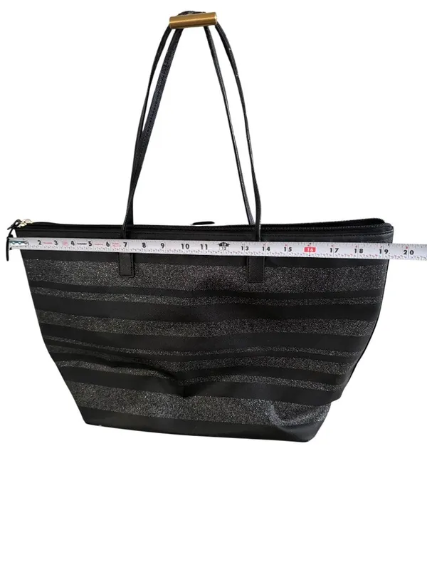 KATE SPADE Black Silver Saffiano Leather Glitter Tote Bag - Image 7