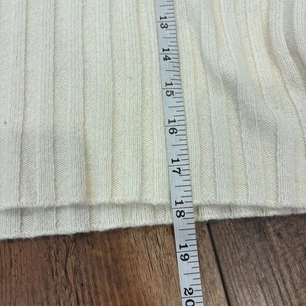 Madewell Antique Cream Ribbed Mockneck Crop Sweater Boxy Knit Pullover Wool Sz M - Image 9