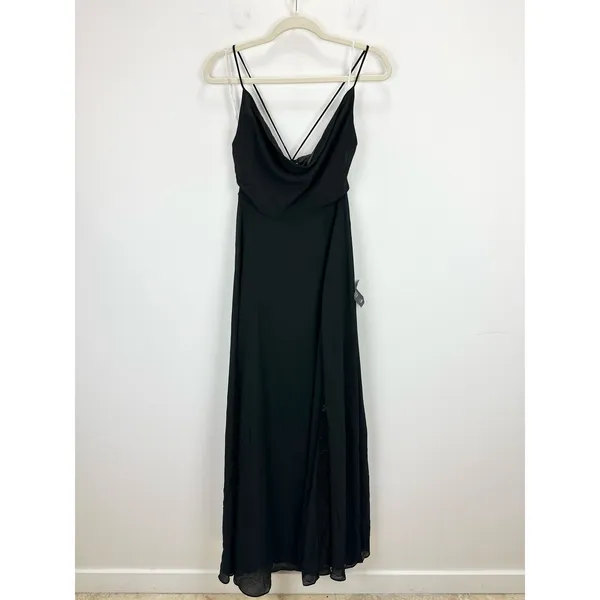 Lulus Romantically Speaking Black Cowl Lace-Up Maxi Dress Formal Small NWT - Image 5