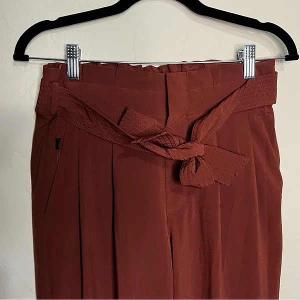 Athleta Skyline II Terracotta‎ High Rise Belted Pleated Ankle Performance Pants - Image 3
