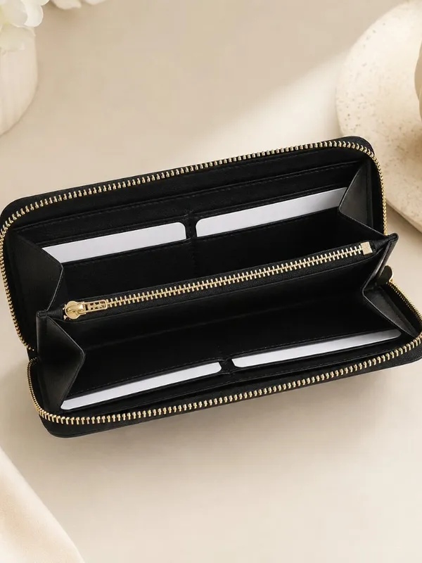 Kate Spade Black Slim Continental Wallet Pebbled Leather Zip Around NWT - Image 2