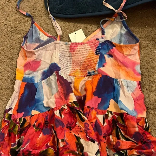 French Connection Vivviola Bubble Gum Multi Color Cami Peplum Top Sz 0 - Image 9
